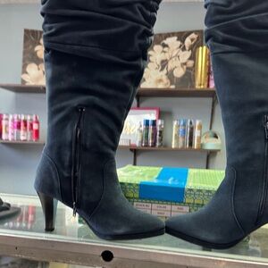 Hot in Hollywood Navy Mid-Calf Heeled Boots